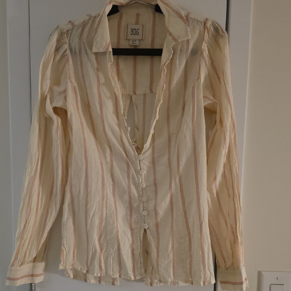 BDG Women's Cream Striped Top